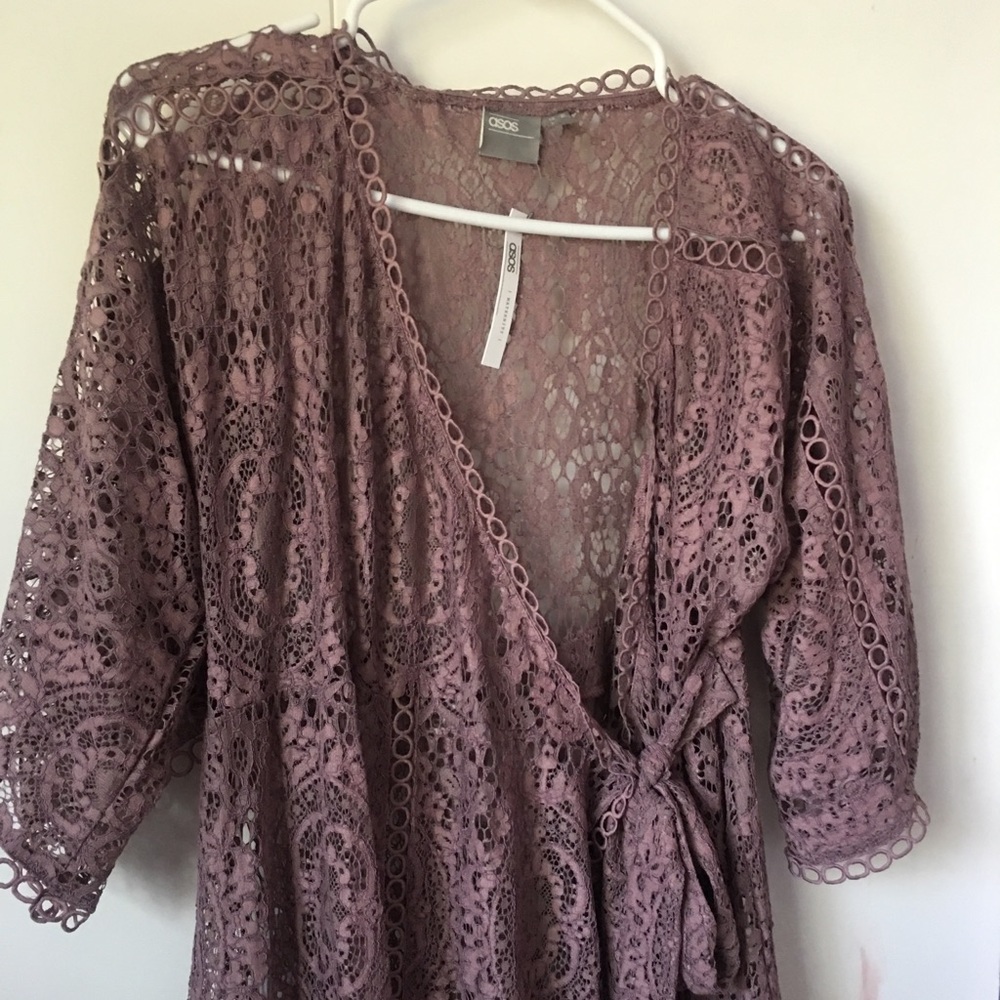 ASOS maternity pink lace wrap cardigan